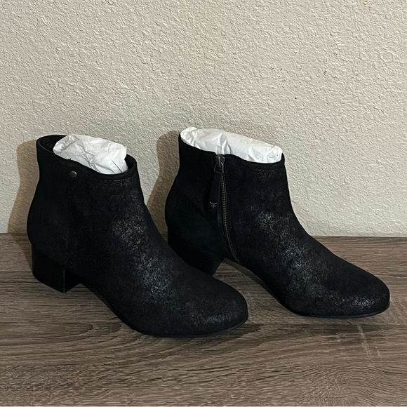 Designer H.S Trask Vivian Black Metallic Suede Ankle Boots - Picture 4 of 16